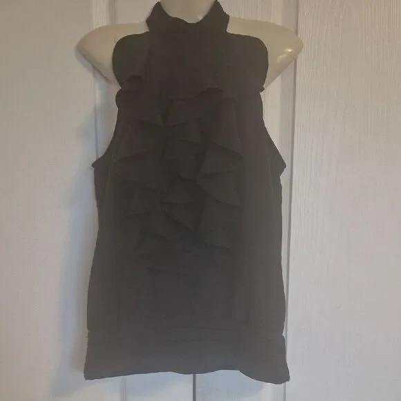 Adiva Black Ruffled Halter Top - Picture 1 of 16